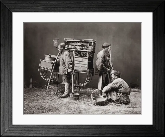 Framed Print : Street food vendor portable stall, China, c. 1880s Framed Print : Street food vendor portable stall, China, c. 1880s