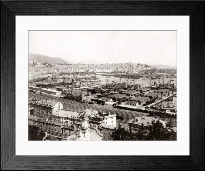 Framed Print : c. 1880s Italy - Port of Genoa Genova Framed Print : c. 1880s Italy - Port of Genoa Genova