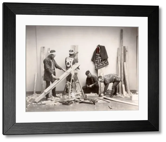 Framed Print : c. 1880s Japan - carpenters planing wood Framed Print : c. 1880s Japan - carpenters planing wood