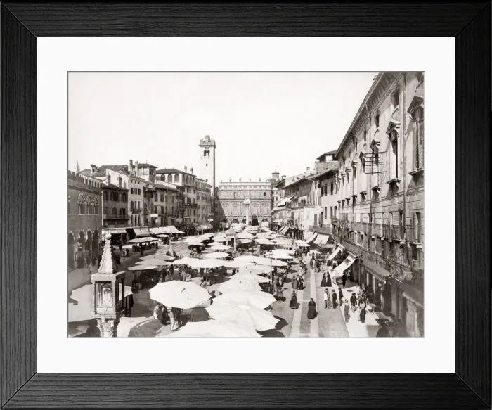 Framed Print : c. 1880s Italy - Verona Piazza Erbe market Framed Print : c. 1880s Italy - Verona Piazza Erbe market