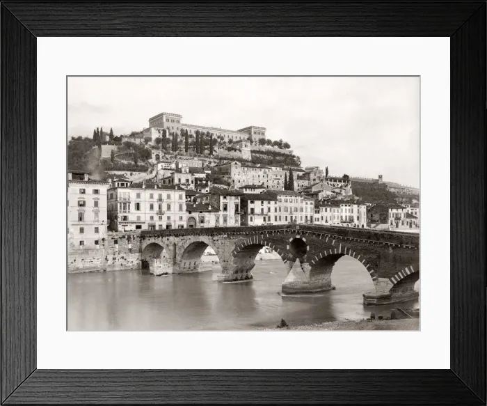 Framed Print : c. 1880s Italy - Verona Ponte Pietra Bridge Framed Print : c. 1880s Italy - Verona Ponte Pietra Bridge