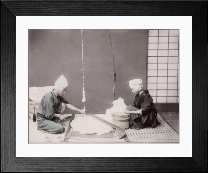 Framed Print : c. 1880s Japan - spinning thread Framed Print : c. 1880s Japan - spinning thread