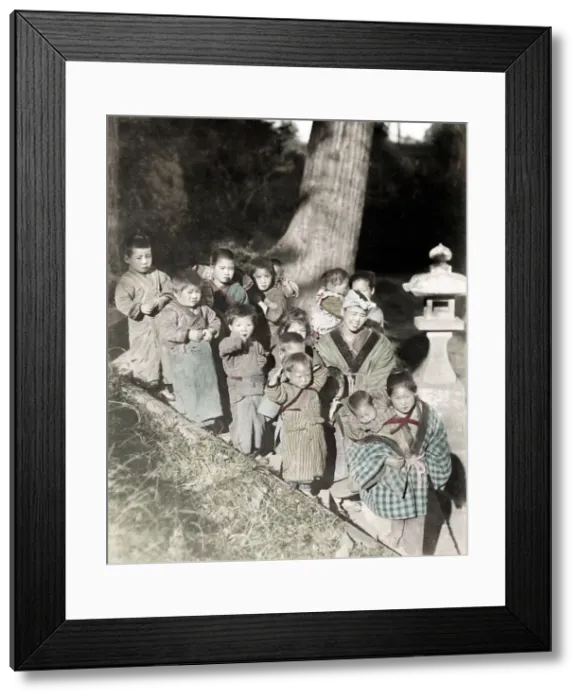 Framed Print : c. 1880s Japan - group of children Framed Print : c. 1880s Japan - group of children