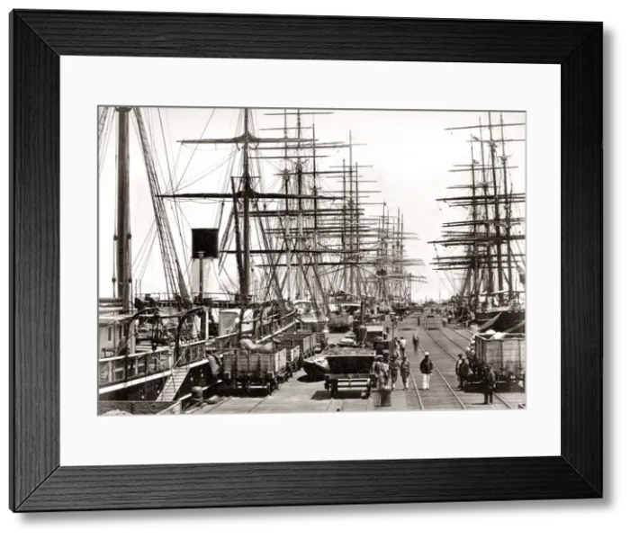 Framed Print : c. 1890 Australia - cargo ships in dock Melbourrne Framed Print : c. 1890 Australia - cargo ships in dock Melbourrne