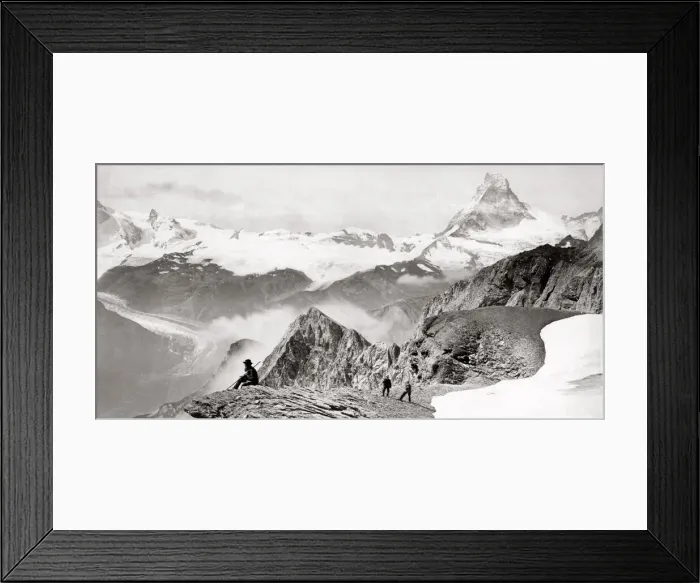 Framed Print : c. 1870s - Switzerland - view in the high Alps mountains Framed Print : c. 1870s - Switzerland - view in the high Alps mountains