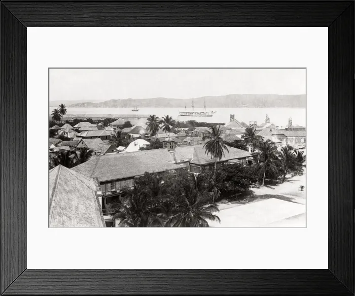 Framed Print : 1891 - West Indies, Port Royal Jamaica with HMS Urgent at anchor Framed Print : 1891 - West Indies, Port Royal Jamaica with HMS Urgent at anchor