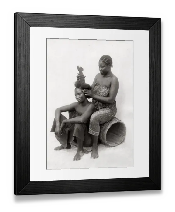 Framed Print : c. 1890s Eat Africa Zanzibar - Coutinho women doing their hair Framed Print : c. 1890s Eat Africa Zanzibar - Coutinho women doing their hair