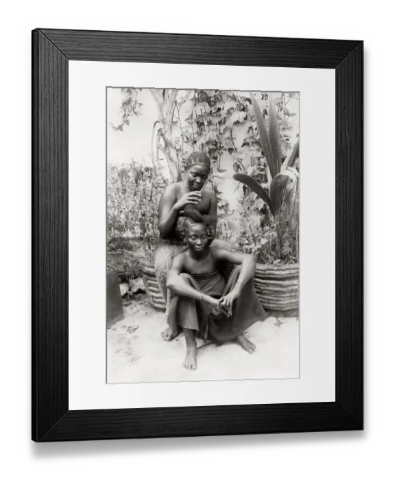 Framed Print : c. 1890s Eat Africa Zanzibar - Coutinho women doing their hair Framed Print : c. 1890s Eat Africa Zanzibar - Coutinho women doing their hair