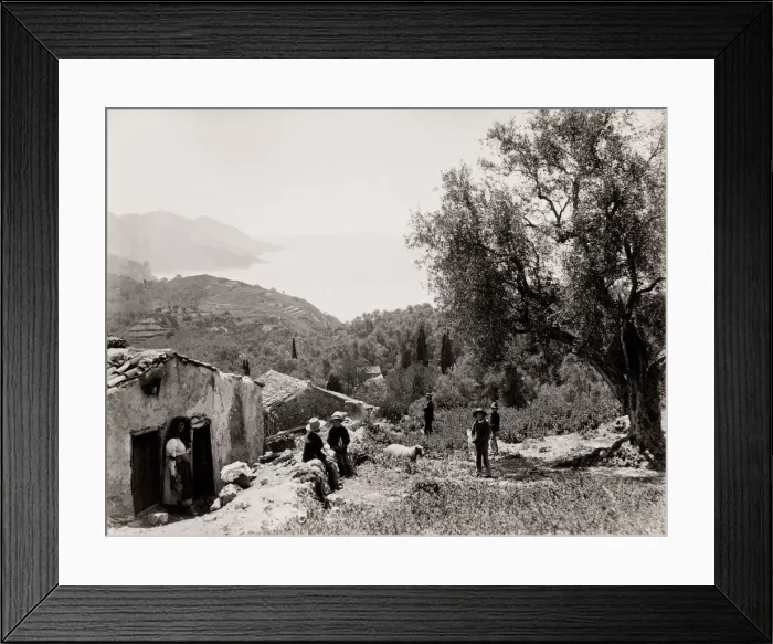 Framed Print : View of a house and bay, Greek island of Corfu Framed Print : View of a house and bay, Greek island of Corfu