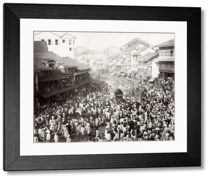 Framed Print : Procession, large crowd, Bombay, Mumbai, India Framed Print : Procession, large crowd, Bombay, Mumbai, India