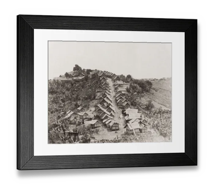 Framed Print : Hill town with uniform thatched huts, Madagascar Framed Print : Hill town with uniform thatched huts, Madagascar
