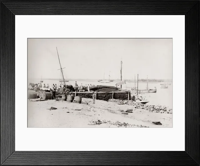 Framed Print : Pier and ship being unloaded, Cossack, Western Australia Framed Print : Pier and ship being unloaded, Cossack, Western Australia