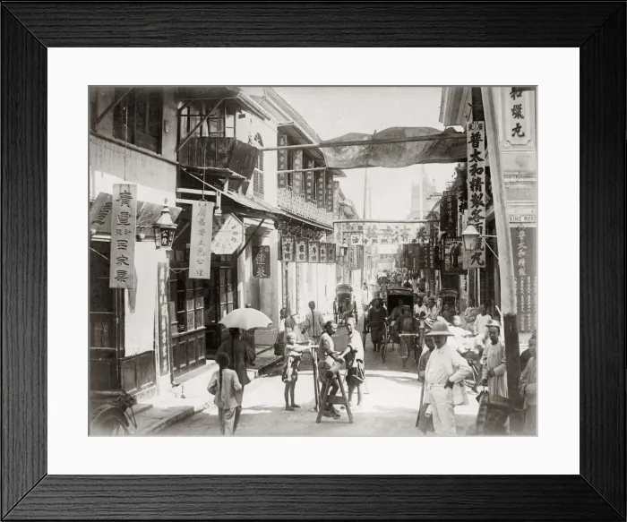 Framed Print : Street in the Chinese Quarter Shanghai c. 1880 s Framed Print : Street in the Chinese Quarter Shanghai c. 1880 s