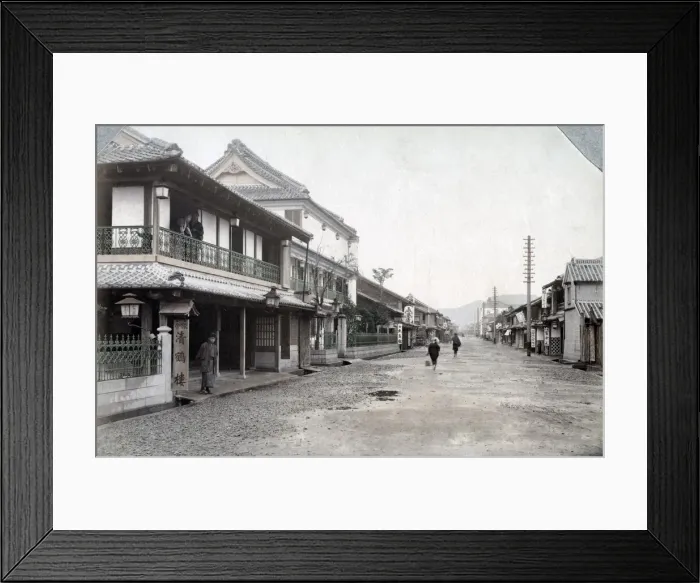 Framed Print : Street in Shizuoka, Japan, c. 1880 s Framed Print : Street in Shizuoka, Japan, c. 1880 s