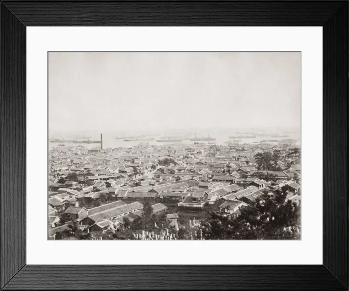 Framed Print : Panoramic view of Kobe, Japan, c. 1880 s Framed Print : Panoramic view of Kobe, Japan, c. 1880 s