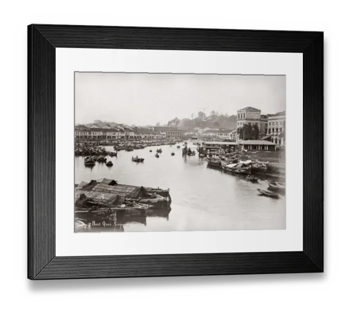 Framed Print : Boats in the harbour, Singapore, c. 1880s Boat Quay Framed Print : Boats in the harbour, Singapore, c. 1880s Boat Quay