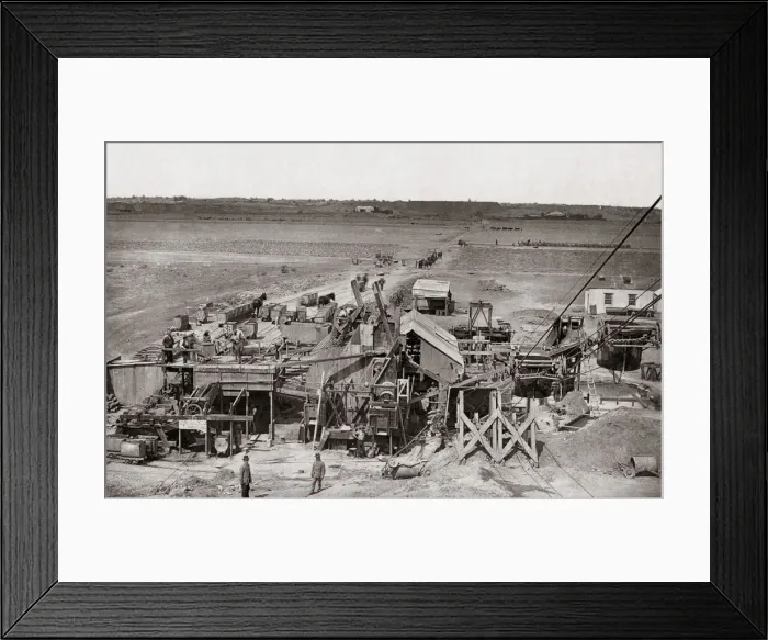 Framed Print : Washing Gear, Kimberley diamond mine, South Africa, c. 1888 Framed Print : Washing Gear, Kimberley diamond mine, South Africa, c. 1888