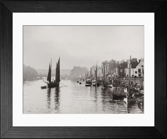 Framed Print : Sailing boat, Whitby harbour, Yorkshire, c. 1880 s Framed Print : Sailing boat, Whitby harbour, Yorkshire, c. 1880 s