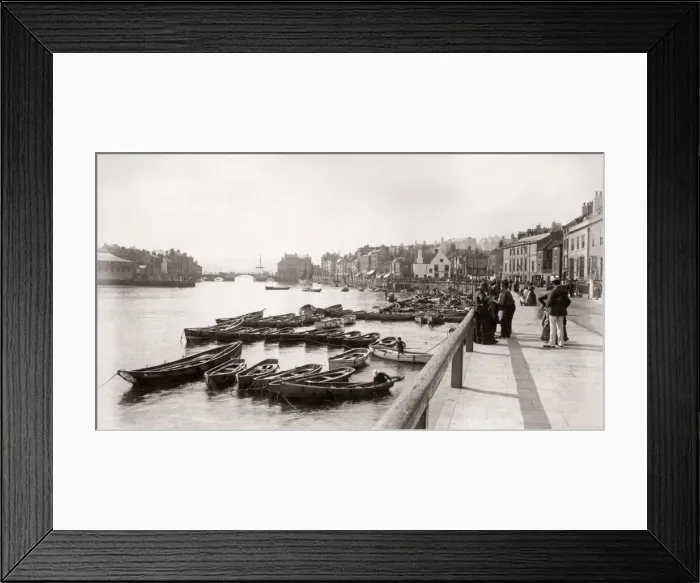 Framed Print : Small boats in harbour, Whitby, Yorkshire c. 1880 s Framed Print : Small boats in harbour, Whitby, Yorkshire c. 1880 s
