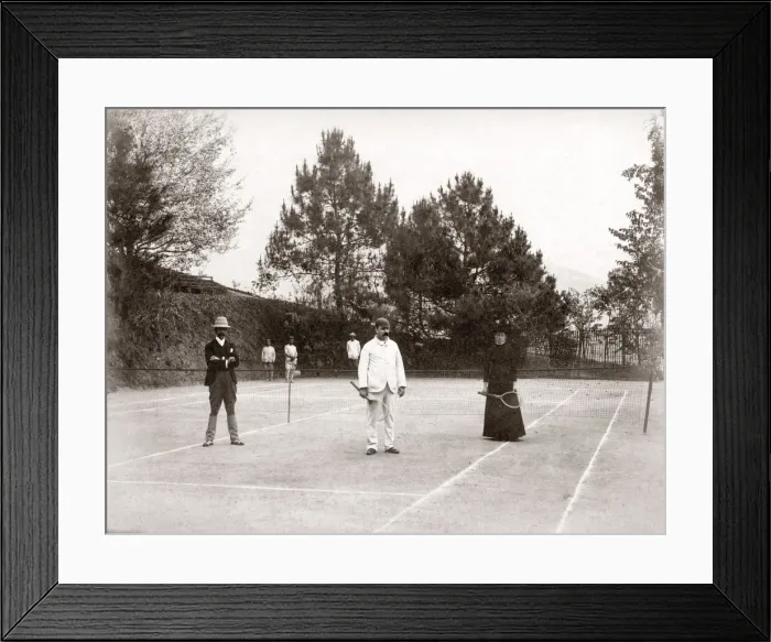 Framed Print : Tennis match in India, c. 1890