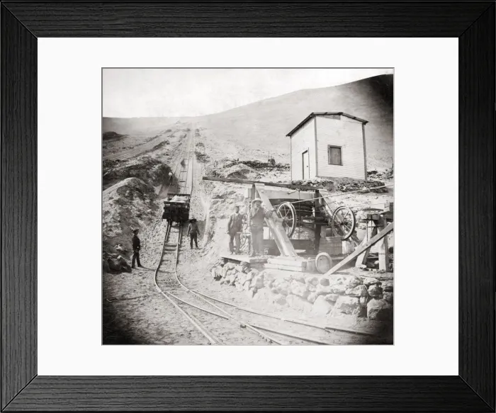 Framed Print : Cable rail car, mining, South America c. 1890 Framed Print : Cable rail car, mining, South America c. 1890
