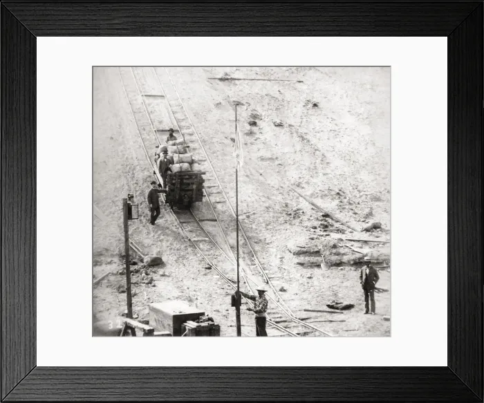 Framed Print : Cable rail cart, mining, South America c. 1890 Framed Print : Cable rail cart, mining, South America c. 1890