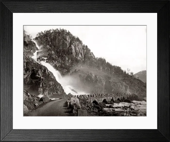 Framed Print : Lattefossen waterfall, Odda, Norway c. 1880 s Framed Print : Lattefossen waterfall, Odda, Norway c. 1880 s