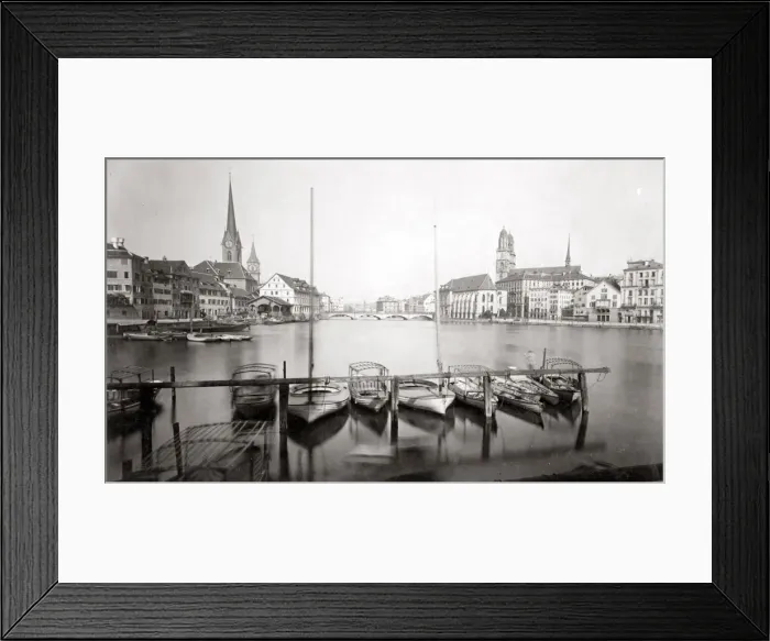 Framed Print : Small boats at Zurich, Switzerland, c. 1890 Framed Print : Small boats at Zurich, Switzerland, c. 1890