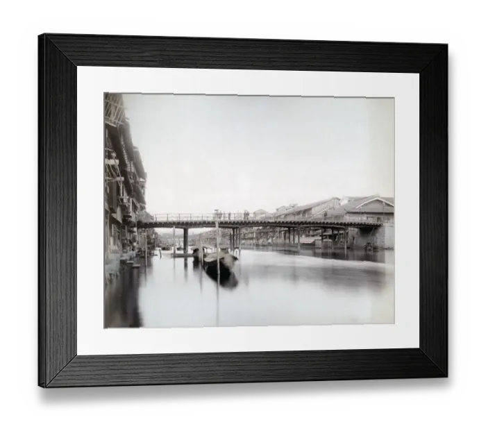 Framed Print : Canal, Osaka, Japan, c. 1880s Vintage late 19th century photograph Framed Print : Canal, Osaka, Japan, c. 1880s Vintage late 19th century photograph