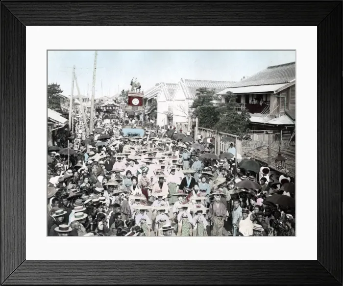 Framed Print : Street procession, festival or carnival, Japan, c. 1890 Vintage late 19th century Framed Print : Street procession, festival or carnival, Japan, c. 1890 Vintage late 19th century