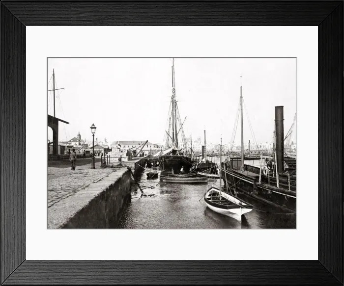 Framed Print : Customs Quay and ships, Cadiz, Spain, c. 1890 Framed Print : Customs Quay and ships, Cadiz, Spain, c. 1890
