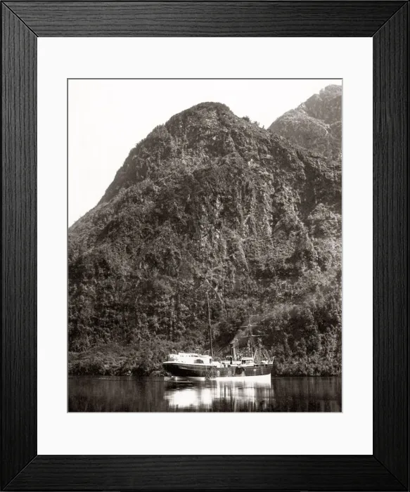 Framed Print : c. 1890 New Zealand - boat at Wet Jacket Arm, Otago Sound Framed Print : c. 1890 New Zealand - boat at Wet Jacket Arm, Otago Sound