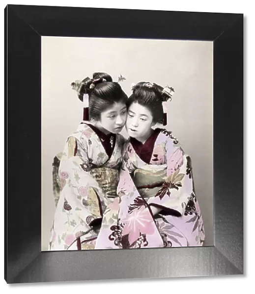 c. 1880s Japan - two geishas cheek to cheek