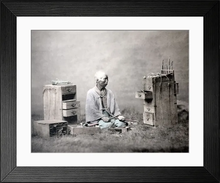 Framed Print : c. 1880s Japan - pipe maker Framed Print : c. 1880s Japan - pipe maker