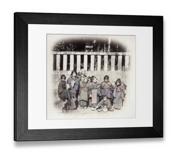 Framed Print : 1860s Japan - portrait of a group of children in the street Felice or Felix Beato Framed Print : 1860s Japan - portrait of a group of children in the street Felice or Felix Beato