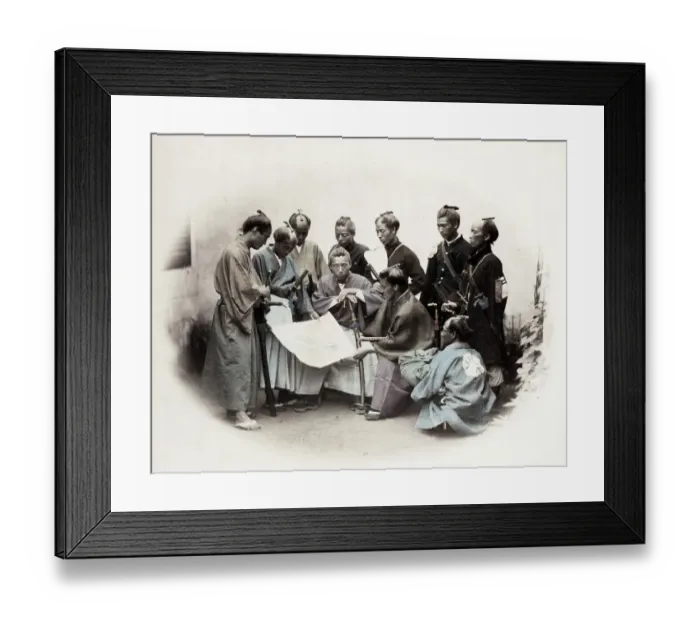 Framed Print : 1860s Japan - portrait of a group of southern officers Felice or Felix Beato Framed Print : 1860s Japan - portrait of a group of southern officers Felice or Felix Beato