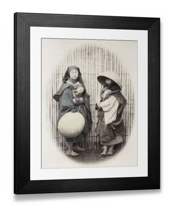 Framed Print : 1860s Japan - portrait of mendicant nuns beggars Felice or Felix Beato Framed Print : 1860s Japan - portrait of mendicant nuns beggars Felice or Felix Beato