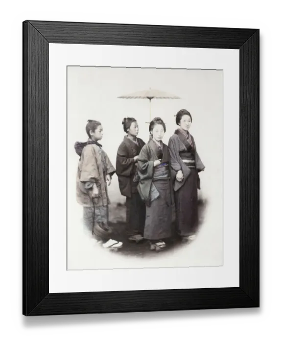 Framed Print : 1860s Japan - portrait of a group of young women out for a walk Felice or Felix Beato Framed Print : 1860s Japan - portrait of a group of young women out for a walk Felice or Felix Beato