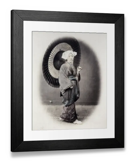 Framed Print : 1860s Japan - portrait of a young woman with a parasol Felice or Felix Beato Framed Print : 1860s Japan - portrait of a young woman with a parasol Felice or Felix Beato