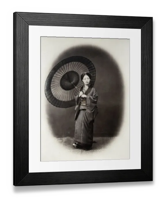 Framed Print : 1860s Japan - portrait of a young woman with a parasol Felice or Felix Beato Framed Print : 1860s Japan - portrait of a young woman with a parasol Felice or Felix Beato