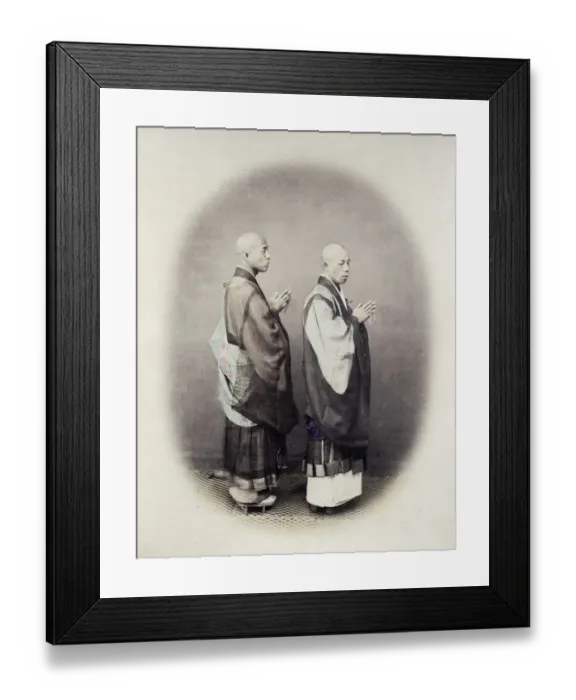 Framed Print : 1860s Japan - portrait of buddhist priests Felice or Felix Beato (1832 - 29 January 1909