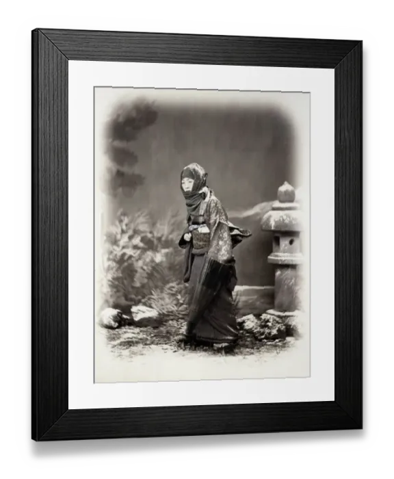 Framed Print : 1860s Japan - portrait of a woman in winter clothing Felice or Felix Beato Framed Print : 1860s Japan - portrait of a woman in winter clothing Felice or Felix Beato