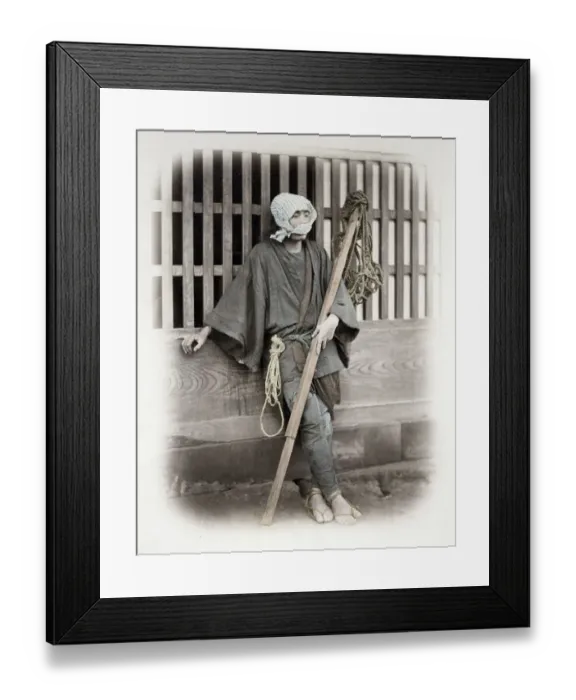 Framed Print : 1860s Japan - portrait of a porter Felice or Felix Beato (1832 - 29 January 1909) Framed Print : 1860s Japan - portrait of a porter Felice or Felix Beato (1832 - 29 January 1909)