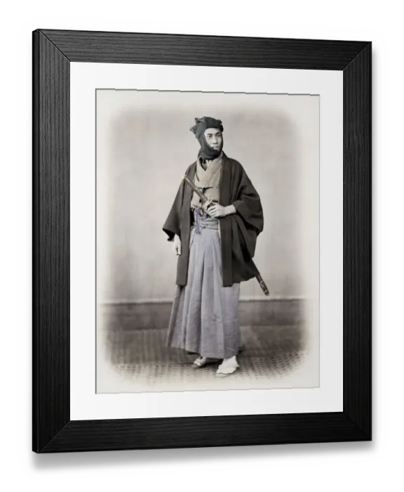 Framed Print : 1860s Japan - portrait of a man in winter clothing Felice or Felix Beato Framed Print : 1860s Japan - portrait of a man in winter clothing Felice or Felix Beato
