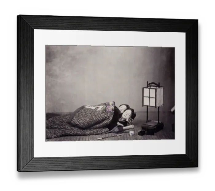 Framed Print : 1860s Japan - portrait of two young women sleeping Felice or Felix Beato Framed Print : 1860s Japan - portrait of two young women sleeping Felice or Felix Beato