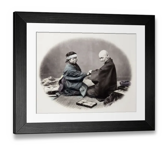 Framed Print : 1860s Japan - portrait of a doctor and his patient Felice or Felix Beato Framed Print : 1860s Japan - portrait of a doctor and his patient Felice or Felix Beato