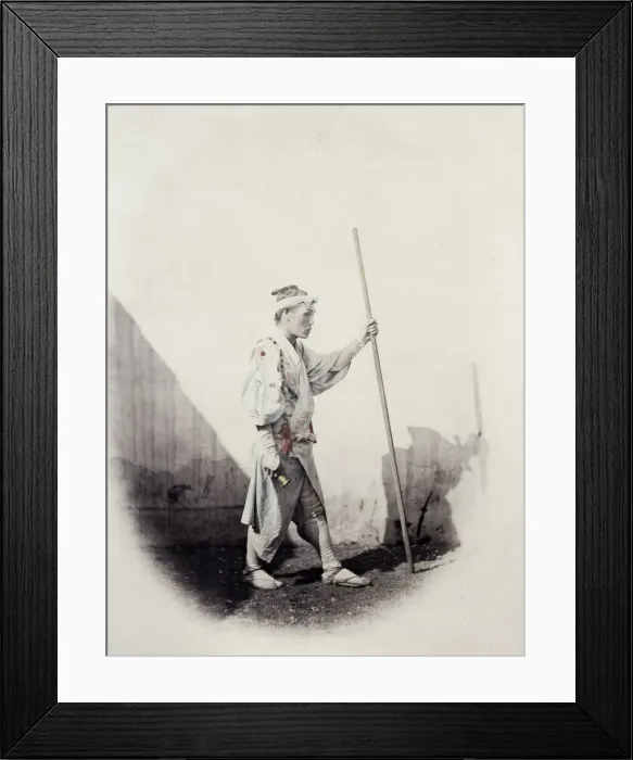 Framed Print : 1860s Japan - portrait of a pilgrim setting out for Mount Fujiyama Felice or Felix Beato Framed Print : 1860s Japan - portrait of a pilgrim setting out for Mount Fujiyama Felice or Felix Beato