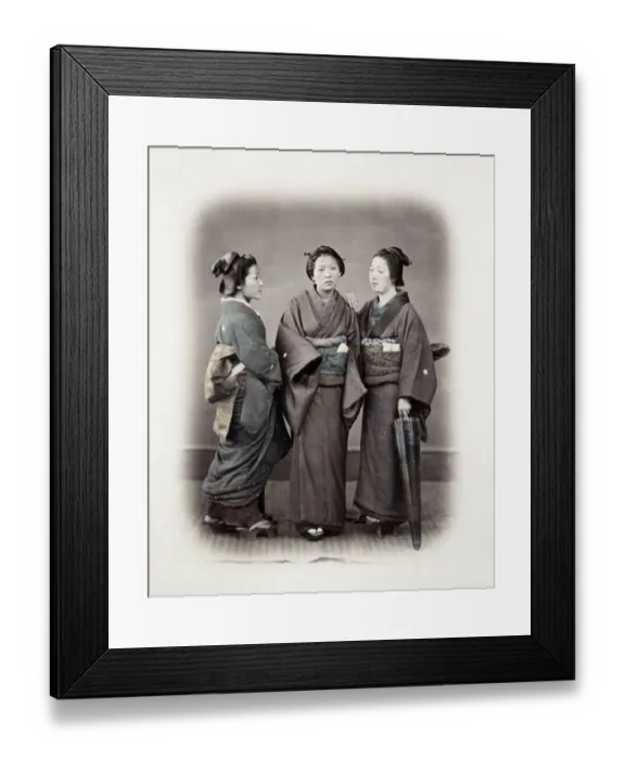 Framed Print : 1860s Japan - portrait of three young women The Three Graces Felice or Felix Beato Framed Print : 1860s Japan - portrait of three young women The Three Graces Felice or Felix Beato