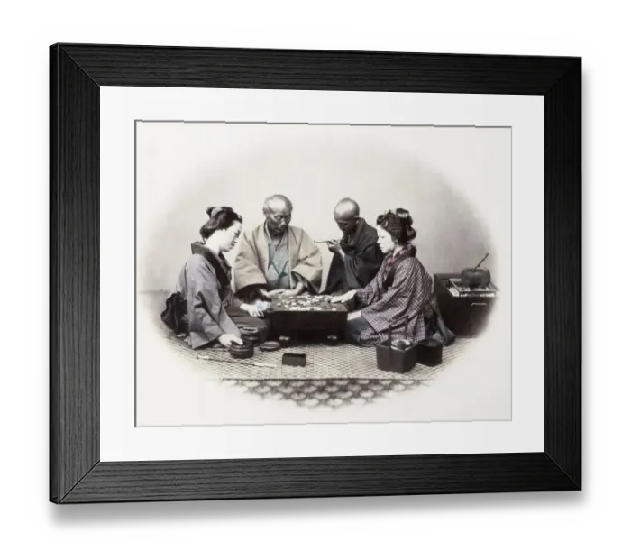 Framed Print : 1860s Japan - portrait of a group of men and women playing Go board game Felice or Felix Framed Print : 1860s Japan - portrait of a group of men and women playing Go board game Felice or Felix