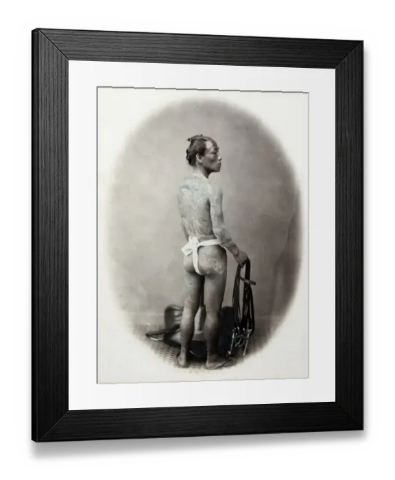 Framed Print : 1860s Japan - portrait of a tattooed groom Felice or Felix Beato (1832 - 29 January 1909 Framed Print : 1860s Japan - portrait of a tattooed groom Felice or Felix Beato (1832 - 29 January 1909